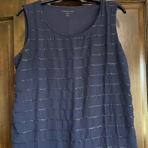 Navy Coldwater Creek Beaded tank Top Sz. M (10-12)